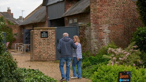 Participants arrive at the Reed Barn, Peckover House and Garden for the Damsons group.